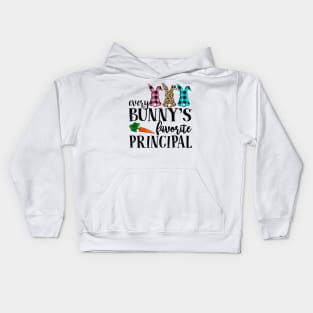 Every Bunny's Favorite Principal Easter Day Leopard Buffalo Bunny Kids Hoodie